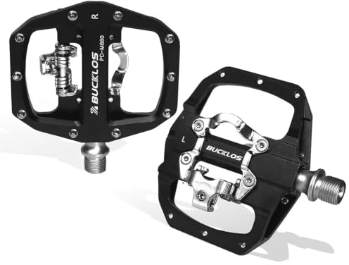 AEYINO Dual-Side MTB Klickpedale Aluminium - mit Flachseite | Kombipedale mit Flachseite & Klick-System, gedichtete Patronenlager, langlebiges Alu, kompatibel mit Standard-Cleats für MTB