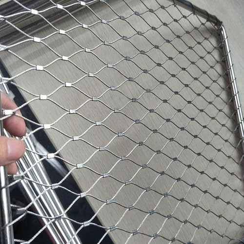 JHIAADEY 304 Edelstahl-Seilnetz,TiergeflüGel-Sperren-Zaun,Horizont GeflüGelnetz,Flexibles Seil-GeläNder-Netz,Beweglicher Begrenzungszaun Ohne Strom,Langlebiges Hirschzaunnetz(3 * 2.5m/9.8 * 8.2ft)