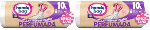 Handy Bag Parfümierte Müllbeutel, speziell für Badezimmer, robust, auslaufsicher, speziell für kleine Mülltonnen, 100% recycelter Kunststoff, 10 l, 12 Beutel (Packung mit 2)