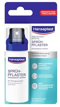 Hansaplast Sprüh-Pflaster für Alltagswunden (40 ml) – Unsichtbares, flexibles und wasserfestes Pflasterspray für kleine Wunden, Sprühpflaster fühlt sich wie eine zweite Haut an