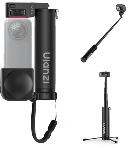 Ulanzi MT98 Selfie Stick Stativ kompatibel mit Insta360 X4/X5/X6X3/Ace Pro/ONE X2, Faltbarer Action Kamera stativ für DJI Osmo Pocket 3 4; 1/4 Zoll Handheld Pole Stick; 57cm Unsichtbarer Selfie-Stick