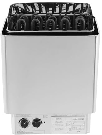 9KW Edelstahl Saunaofen – Elektrischer Wandofen mit Interne Steuerung für Heimsauna & Wellnessbereich, 304 Edelstahl, für Räume bis 9m³ (317 ft³), Silber