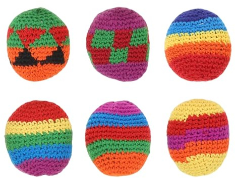 TenaLucy 6 Stück Jonglierbälle/Hacky Sack Ball, Squash Bälle Spielesammlung | 5CM Footbag Weicher Ball Häkelnadel Set,Haggysack Jonglierball,Hackisack Bälle für Wurfspiel Zaubertricks Training (Softball)