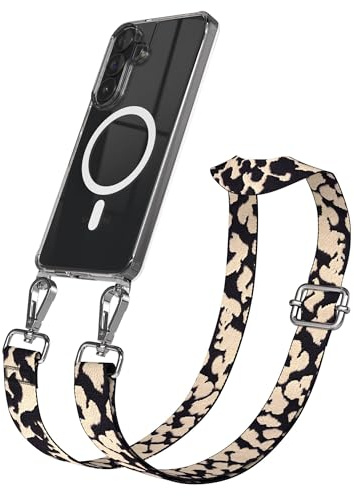 EAZY CASE Handykette - Verstellbares Taschenband kompatibel mit Galaxy S26 Plus, Schulterriemen, Handykordel mit Silikon Hülle, Qi Charging kompatibel, Umhängetasche, Taupe Camouflage Silber
