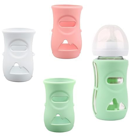 Lot de 3 Housses en Silicone Pour Biberon en Verre Naturel Porte-Biberon | BPA Sans oz, 8 Nturels Biberons les Avec Compatible Anti-casse