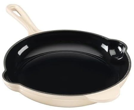Cooks Professional 26cm Cast Iron Frying Pan | Round Heavy-Duty Skillet Cooking Pan with Enamel Interior | Oven Safe to 260°C, Induction & All Hob Compatible | PFAS, PFOA & PTFE-Free | Ivory