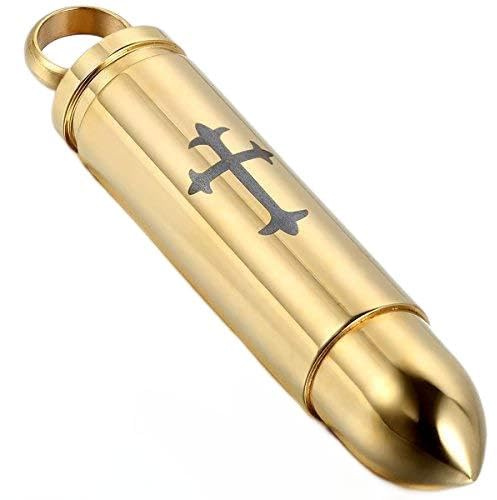 OIDEA Collana per Uomo Collana in Acciaio Inox con Pendente Proiettile Modello Croce Regalo per Amante Oro