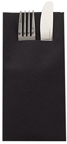 Sovie HOME Linclass®Airlaid Besteckservietten Uni | Schwarz | Ideal geeignet als Bestecktasche für Silvester & Geburtstage | 40x40cm | 12 Stück
