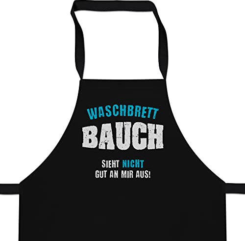 Fashionalarm Schürze Waschbrettbauch - sieht nicht gut an mir aus | Koch & Grillschürze mit lustigem Spruch Geschenk Idee Grill Party BBQ,