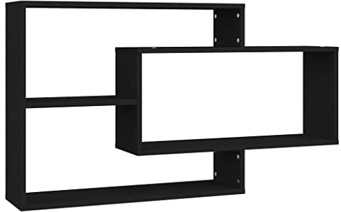 vidaXL Wandregale Bücherregale Hängeregale Wandregal Bücherregal Regale mit 3 offenen Fächern Schweberegale Schwarz 104x20x58,5cm Holzwerkstoff