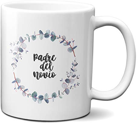 Taza Desayuno Padre del Novio Boda Regalo Detalle Enlace Novios Pareja Casados Ceramica 330 mL