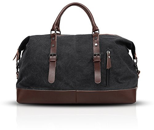 FANDARE Sporttasche Reisetasche Handgepäck Weekender für Damen Herren Multifunktion Umhängetasche Canvas Sporttasche Duffel Bag für Übernachtung Strandhandtasche Reisen Outdoor Camping Schwarz