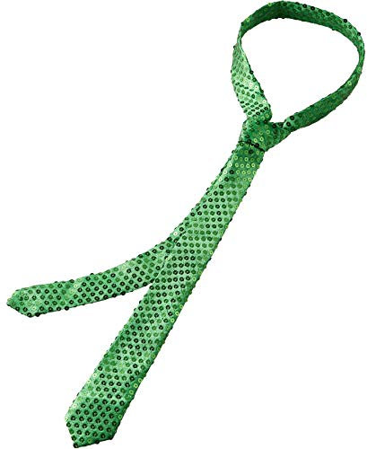 dressforfun 901021 Pailletten Krawatte für Damen und Herren, Glitzer Schlips in Einheitsgröße, schmale Krawatte für Party Kostüm Fasching Karneval - diverse Farben - (Grün | Nr. 303688)
