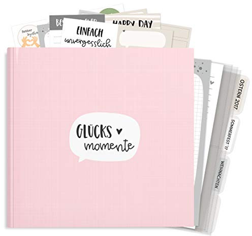 KuschelICH Fotoalbum zum Selbstgestalten - Erinnerungsalbum zum Selberschreiben Glücksmomente Hochzeitsalbum CozyBook Komplett-Set
