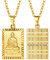 Collier Bouddha Homme Or Plaque Carre Graver Pendentif Bouddhiste Chinois Acier Inoxydable Médaille Amulette Protection Porte Bonheur Chaine Garcon 20 pouce 50cm