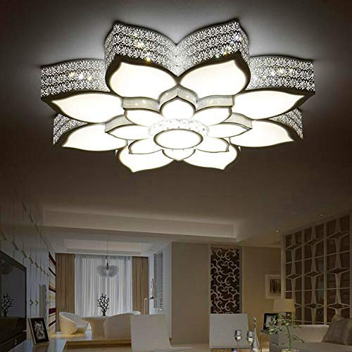LED Deckenleuchte Modern Blume Shape Dimmbar Deckenbelicht Kreatives Lotus Design Deckenlampe Acryl Lampenschirm Wohnzimmerlampe Schlafzimmer Kronleuchter Esszimmer Hängelampe Beleuchtung,80cm