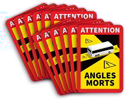12 Stück Attention Angles Morts Magnetschilder 25 x 17 cm Magnet für LKW und Wohnwagen Warntafel Hinweiszeichen Schild Frankreich mit UV Schutz