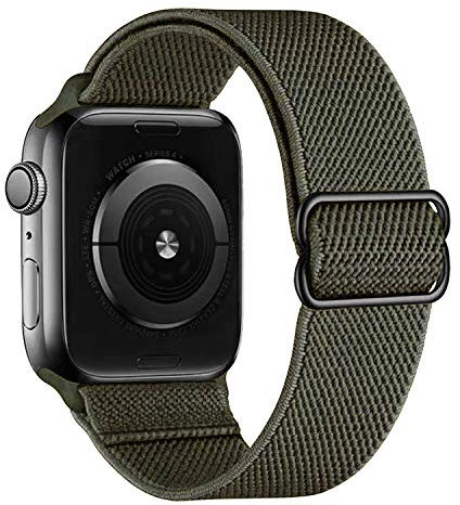 MroTech Compatibile con Apple Watch 45mm 44mm 42mm Cinturino di Ricambio per iWatch 7 6/SE 5 4 3 2 1 Bracciale in Nylon Intrecciato Leggero Woven Sport Band Elastica Solo Loop 42 44 45 mm Banda-Verde