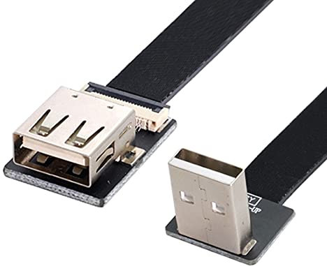 chenyang Cavo piatto USB 2.0 da maschio a femmina, con angolo di 90 gradi, cavo di prolunga flessibile da 0,2 m
