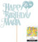Personalised Happy Birthday Glitter Cake Topper inc Balloons - Lt Blue Any Name & Age Glitter Cake Decoration and Sprinkles - Happy Birthday Decorations - Personalised Toppers for Cakes by Cakeshop