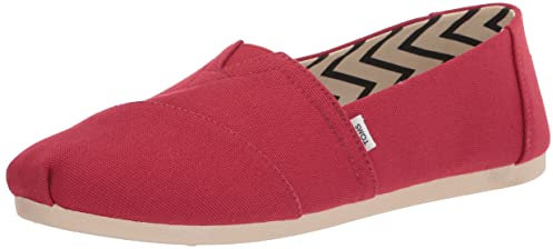 TOMS Womens Recycled Cotton Alpargata Loafer Flat, Red, 6 UK