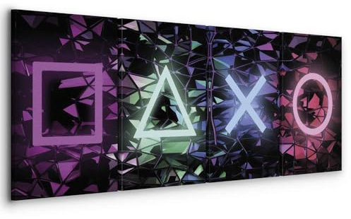 murando - Wandbilder Gaming Zimmer XXL 240x90 cm 4 tlg Leinwandbild Leinwand Bilder Wohnzimmer Bild Schlafzimmer Leinwandbilder Wandbild Groß - Gamer Jugendzimmer für Gamers Spielkonsole i-A-0164-b-i
