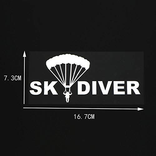 PMSMT 2 x Auto-Aufkleber, lustiger Skydiver, Auto-Aufkleber, Glas, Schwarz/Silber, Vinyl-Aufkleber, 16 7 x 7 3 cm Sprechen.