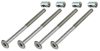 4 x HMH-Shop Bettschraube M6 x 120 mm + Quermutter M6 Bettbeschlag Innensechskant