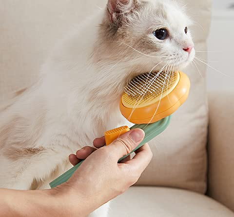 AIWO Premium Haustier Hundebürste Katzenbürste, Haar Entferner Haustierbürste für Langhaar und Kurzhaar, Sauberes Haustierhaar von der Bürste mit Einem Knopf