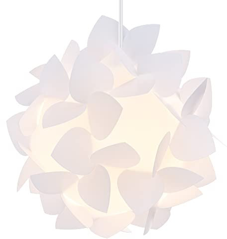 kwmobile Paralume per Lampada Lampadario Puzzle Fiori - Portalampada Componibile a Sospensione o da Tavolo - Design Moderno Floreale - Ø26cm - Bianco