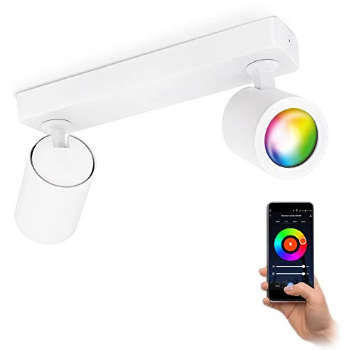 linovum TENJO Deckenstrahler 2 flammig LED inkl. GU10 Smart Lampe RGB W - kompatibel mit Alexa & Google - Wifi Spotstrahler Decke