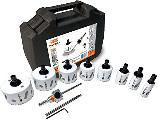 Mandrex | Lochsägen Set MHSD1003E SpeedXcut 12-teilig Bi-Metall 8% Kobaltlegierung, 45 mm Schnitttiefe, für Edelstahl | Ø 25-86mm