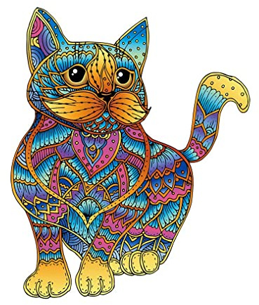Logica Spiele Art. Die Katze - Mandala Puzzles - Puzzle aus Holz - Innovative Formpuzzles - 23.4 x 28.5 cm - 99 Stücke