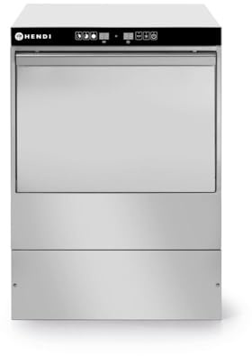HENDI Geschirrspüler, K40, elektronische Steuerung, Tischgeschirrspüler, Gläserspüler, Geschirrspülmaschinen, mit Laugen- & Spülmittelpumpe, 230V, 470x470x(H)710mm, Edelstahl