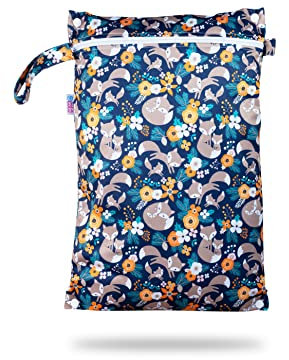 Petit Lulu wasserdicht doublesize Windeltasche | Wetbag Organiser Beutel | Windelsack | Nasstasche für Stoffwindeln | Nässeschutzbeutel | Waterproof Wet Bag | Wickeltasche (Fox Family)