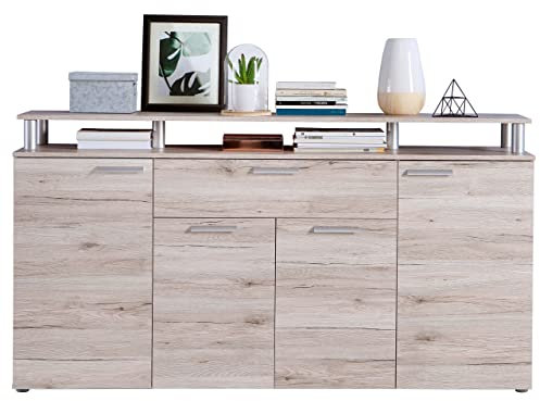 Newroom Kommode Sandeiche Sideboard Modern - 169,3x90x41,5 cm (BxHxT) - Barkommode Highboard - [Demmy.Two] Wohnzimmer Wohnstube Büro