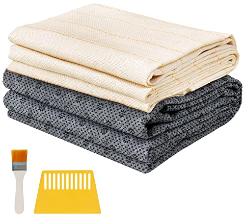 79x59Inch Tufting Cloth with Yellow Marked Lines for Rug Tufting, 70x39Inch Non-Slip Backing Felt Cloths for Tufted Rugs, Monk Cloth Rug Tufting Kit for Tufting Gun, Punch Needle