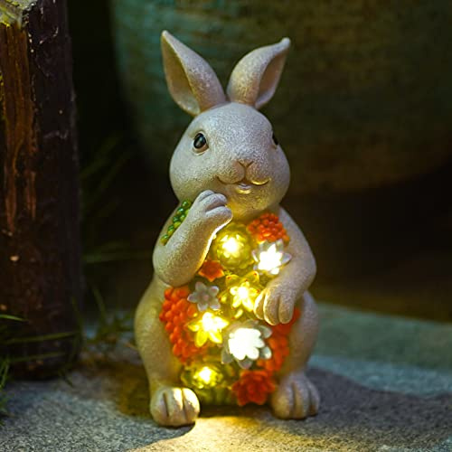 Yeomoo Lapin avec Lampe Solaire succulente Décoration de Jardin extérieur | Statue lapin solaire étanche, Décoration jardin terrasse balcon chambre, Cadeau amusant pour femme homme maman 20cm
