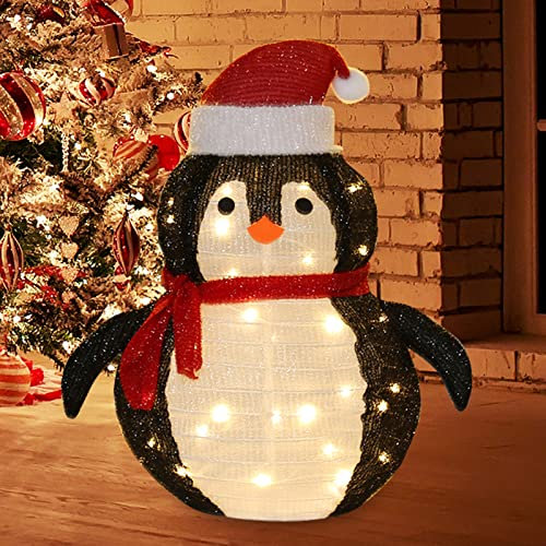 68,6 cm beleuchtete Weihnachtsdekoration für den Außenbereich, großer Pinguin, Weihnachtsdekoration, wasserdicht, für den Innenbereich, Zuhause, Hof, Dekoration, vorbeleuchtet, 40 LED-Lichter
