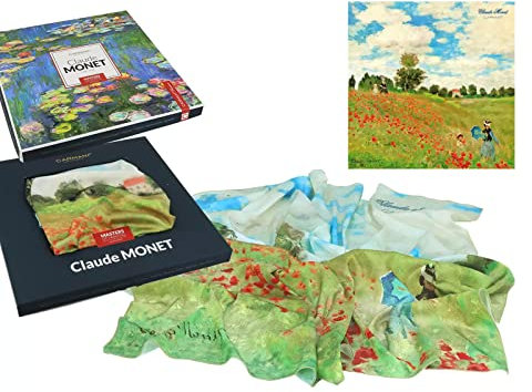 CARMANI Modischer Damen-Halstuch mit Oscar-Claude Monet, Mohnblumenfeld
