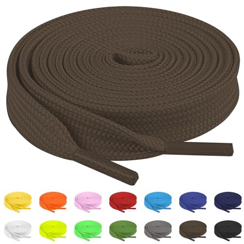 TBOC 2X Schnuersenkel Schuhbaender Schnürsenkel Shoelaces Flach [Braun] Laces [120 cm] Binden Sneaker Wanderschuhe Shoe Schuche Arbeitsschuhe Stiefel|Kompatibel mit Nike Converse Adidas Herren Damen