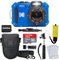 Kodak PIXPRO WPZ2 Rugged Waterproof Shockproof Digital Camera 16MP 4X Optical Zoom 1080P Full HD Video, 2.7 LCD (Blue), 32GB SD Card, Black Compact Camera Case, Floating Strap, Bundle (7 Items)