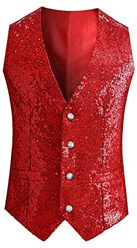 Pailletten Weste Herren Pailetten ärmellose Glitzer Weste Mantel Anzugweste Damen Herren Damen Kostüm Zubehör Disco Karneval und Mottoparty Kostüm Pailetten Weste Kostüm Tanzkostüm