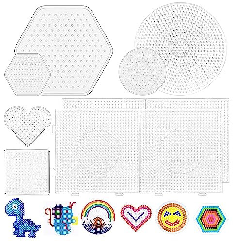 KERANEET 10 Stück Bügelperlen Vorlagen Bügelperlen Platten Steckplatten Bügelperlen Bügelperlen Platte Bügelperlen Set für Kinder Geschenk Jungs Mädchen