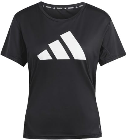 adidas Women's Run It Stripes Tee, Black, XS