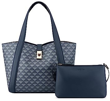 Nine West Damen Morely 2-in-1-Tragetasche Tragetaschen und Rucksäcke, Marineblaues Logo