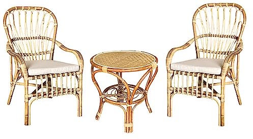 Salon bois de bambou 2 fauteuils et 1 table basse manao avec coussin offert