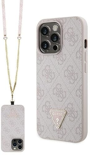 Guess GUHCP13LP4TDSCPP Hülle für iPhone 13 Pro / 13 6.1 Rosa hardcase Crossbody 4G Metal Logo