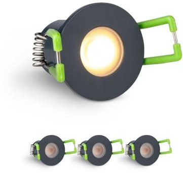 LongLife LED 4er Set Einbaustrahler Mini 3W 2700K anthrazit RAL 7016 IP65 Dimmbare Strahler für Terrassenüberdachung, Carports, Dachüberständen