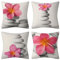 DILOXNSU Kissenbezug 45 x 45 cm 4er Set Modern Dekokissen Rosa Blumen Grau Stein Kunst Kissenbezüge Möbel Deko Kissen Leinen Sofakissen Kissenhülle für Sofa Garten Wohnzimmer